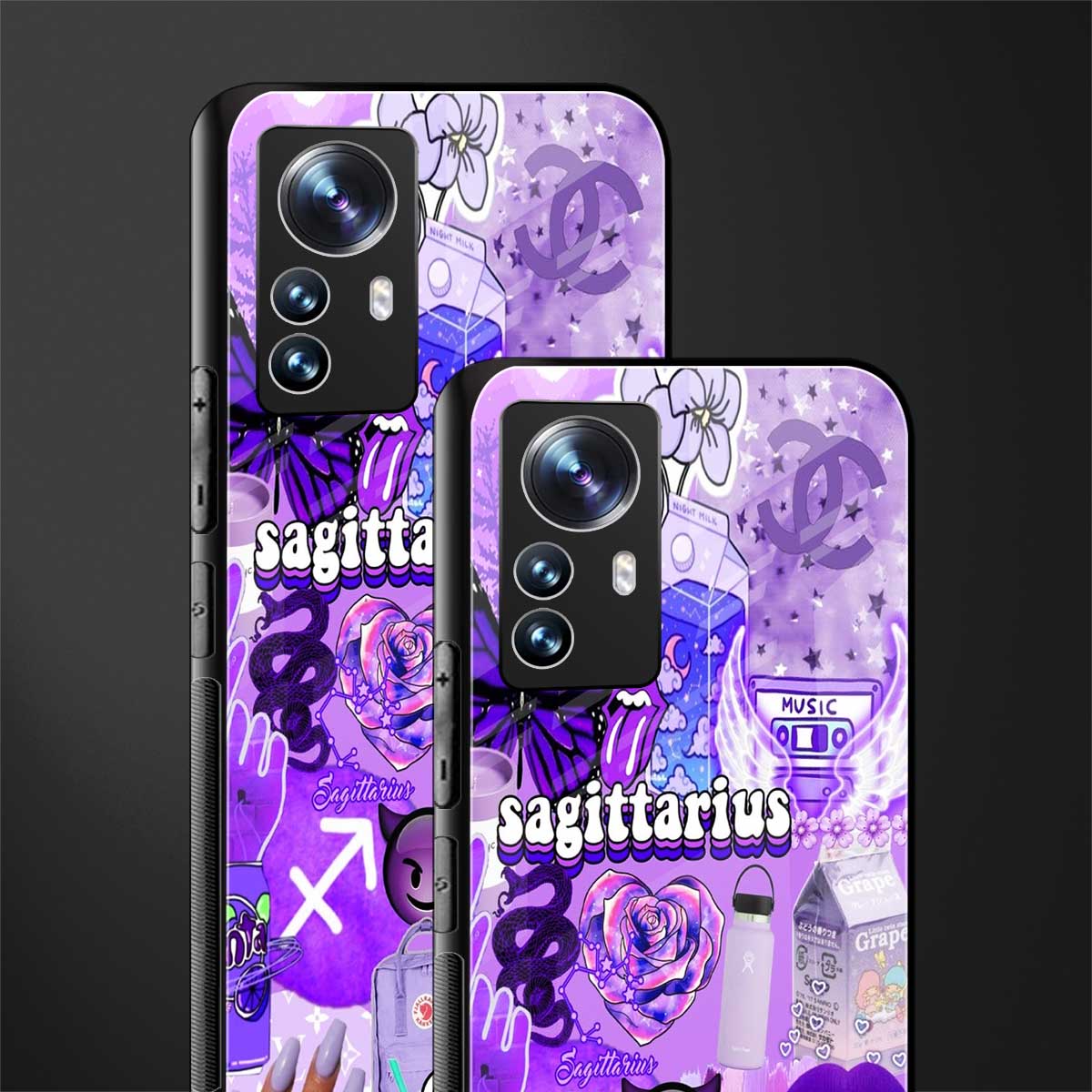 sagittarius aesthetic collage back phone cover | glass case for xiaomi 12 pro