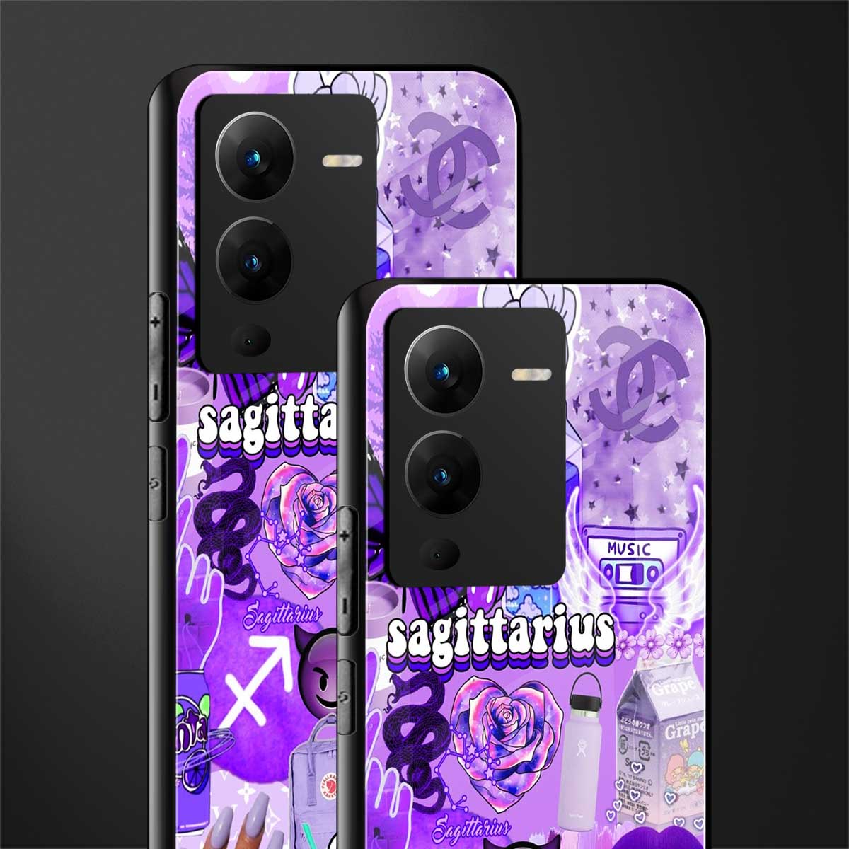 sagittarius aesthetic collage back phone cover | glass case for vivo v25 pro 5g