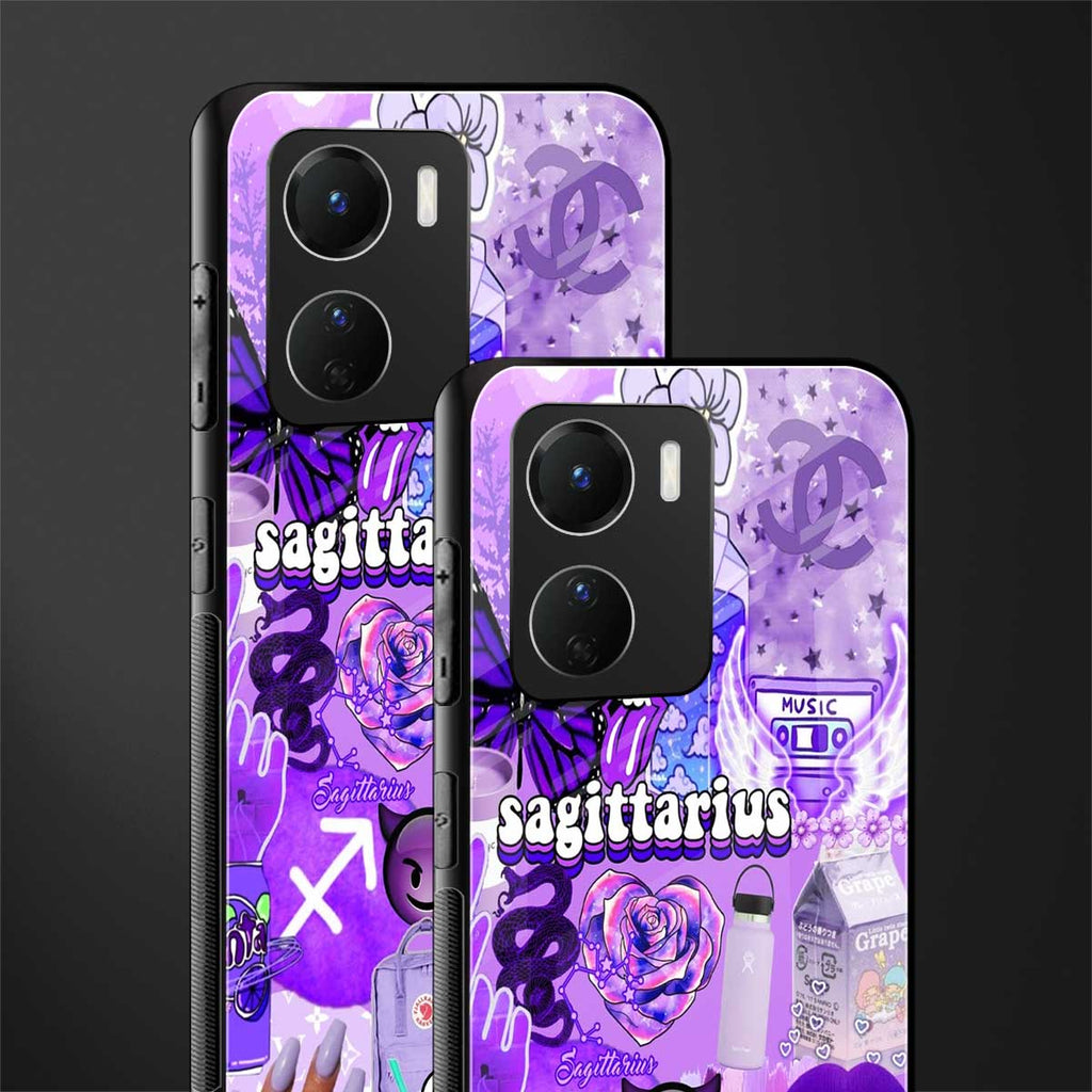 sagittarius aesthetic collage back phone cover | glass case for vivo y16