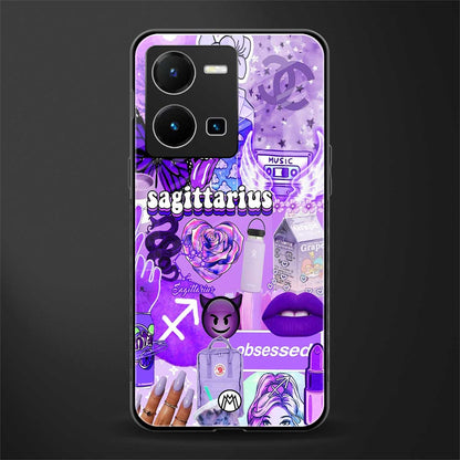 sagittarius aesthetic collage back phone cover | glass case for vivo y35 4g