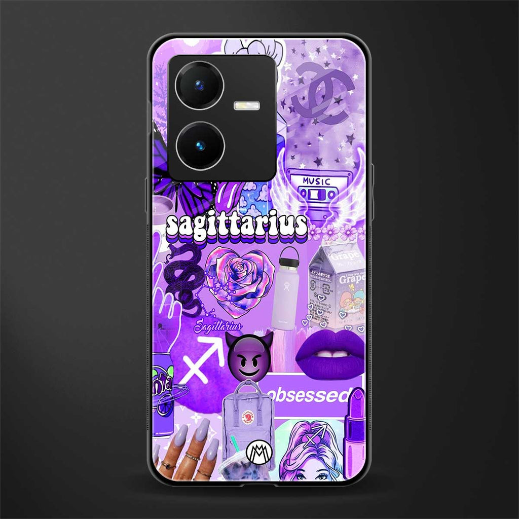 sagittarius aesthetic collage back phone cover | glass case for vivo y22