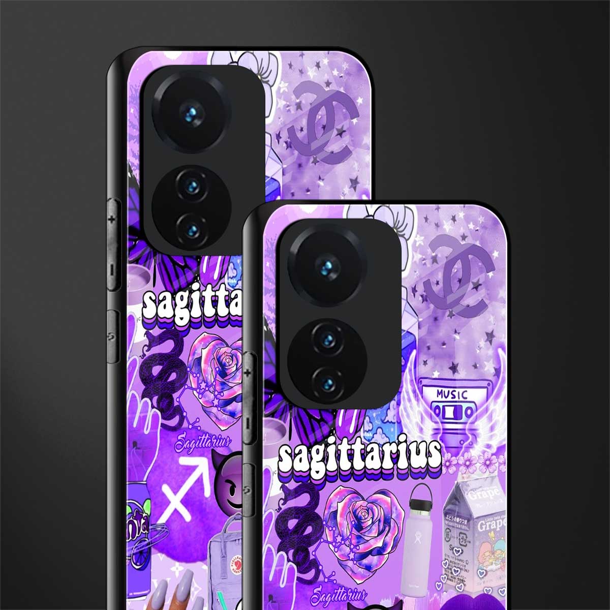 sagittarius aesthetic collage back phone cover | glass case for vivo t1 44w 4g