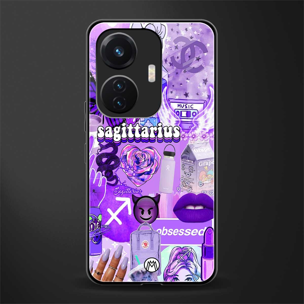 sagittarius aesthetic collage back phone cover | glass case for vivo t1 44w 4g