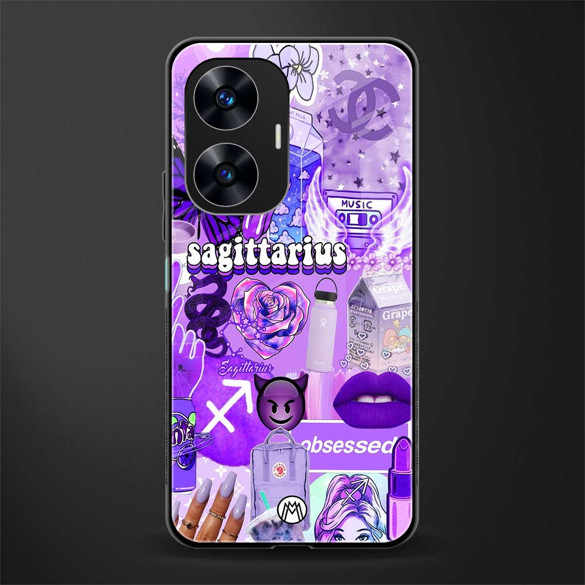 sagittarius aesthetic collage back phone cover | glass case for realme c55