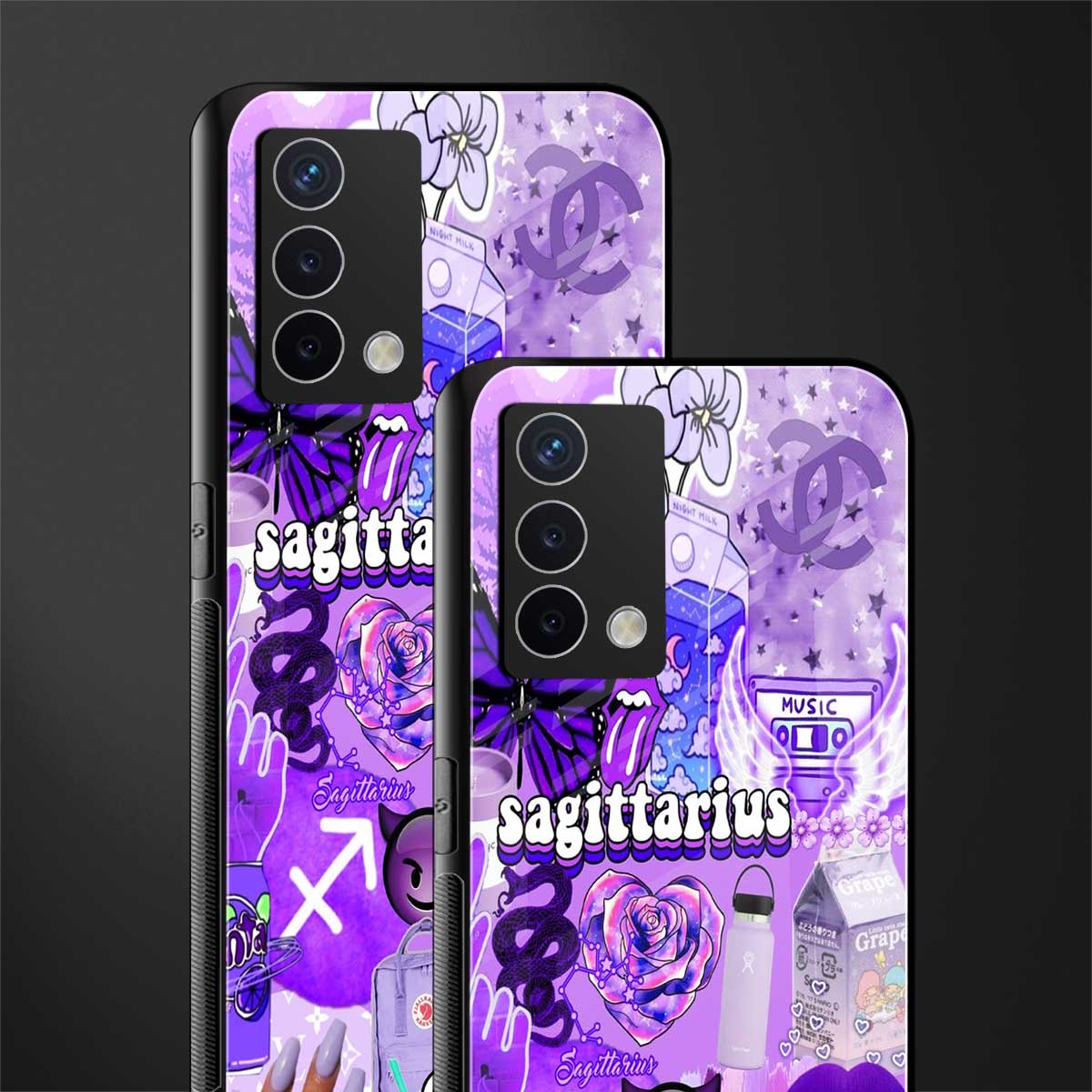 sagittarius aesthetic collage back phone cover | glass case for oppo a74 4g