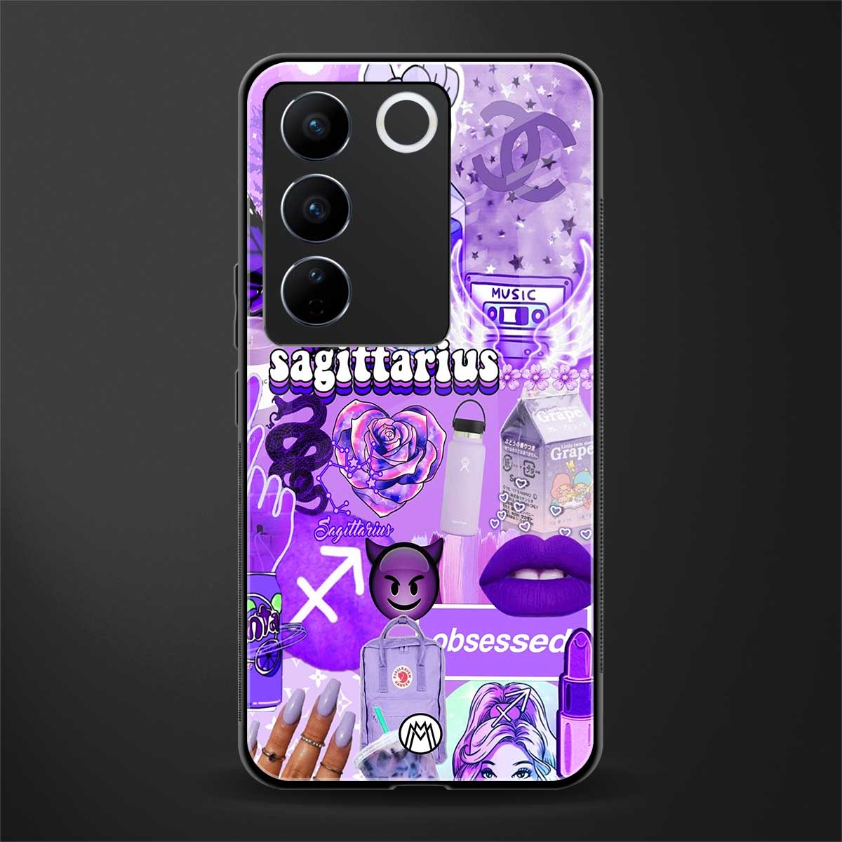 sagittarius aesthetic collage back phone cover | glass case for vivo v27 pro 5g