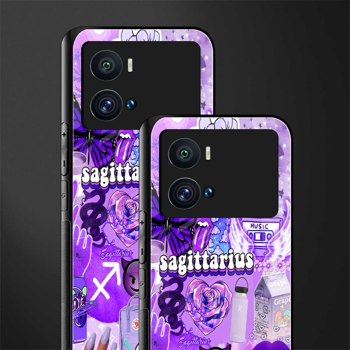 sagittarius aesthetic collage back phone cover | glass case for iQOO 9 Pro