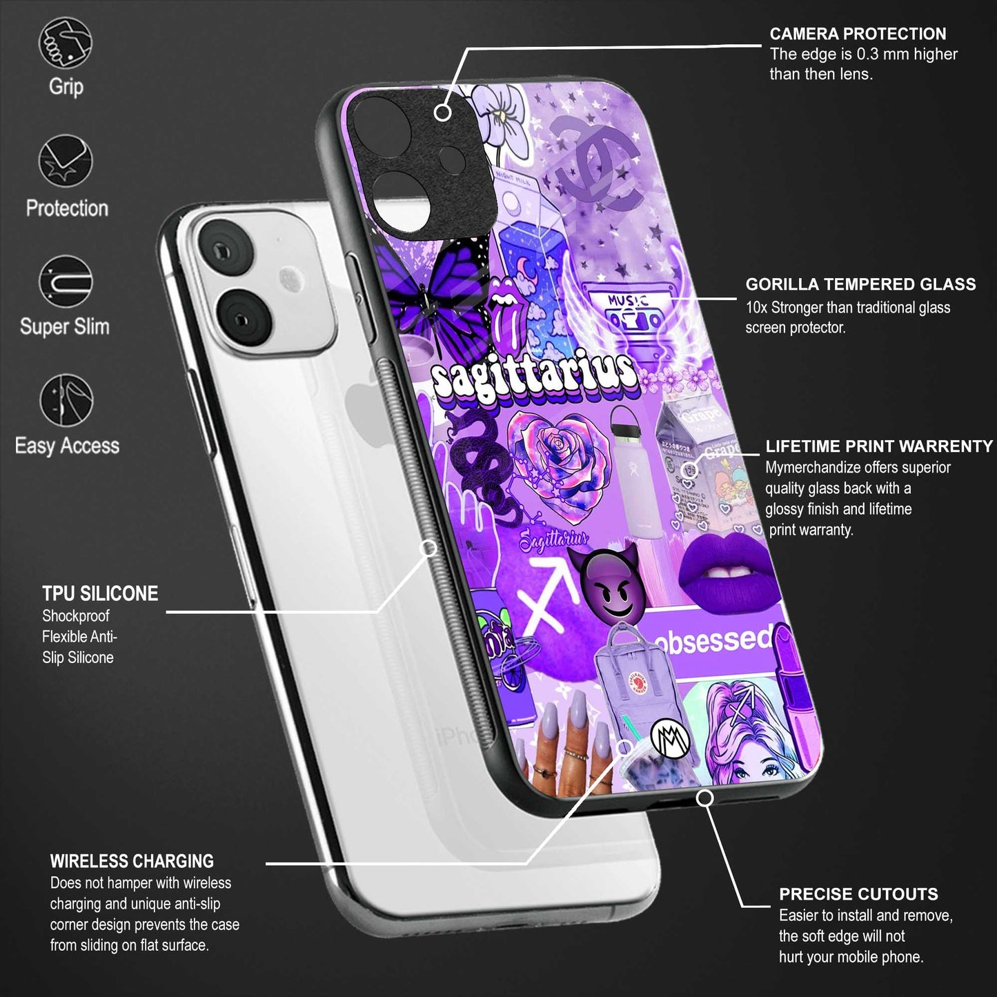 sagittarius aesthetic collage back phone cover | glass case for oneplus 10r 5g