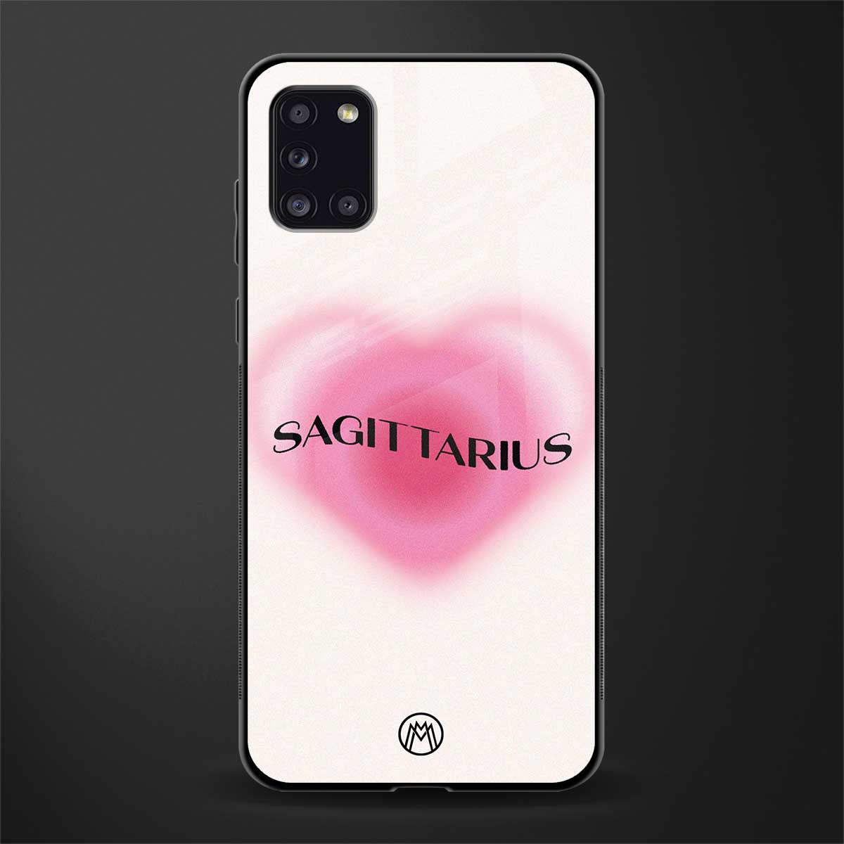 sagittarius minimalistic glass case for samsung galaxy a31 image