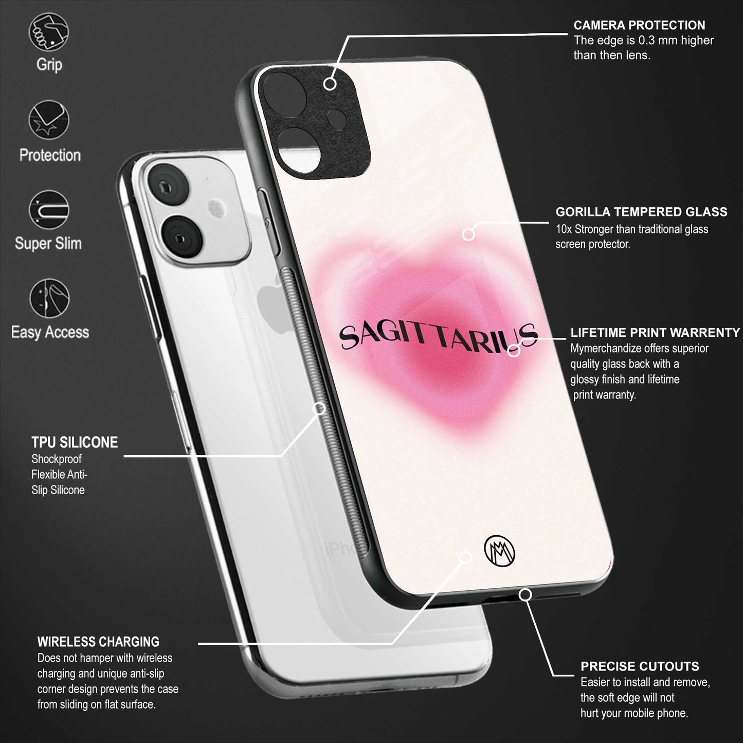 sagittarius minimalistic back phone cover | glass case for vivo v25-5g
