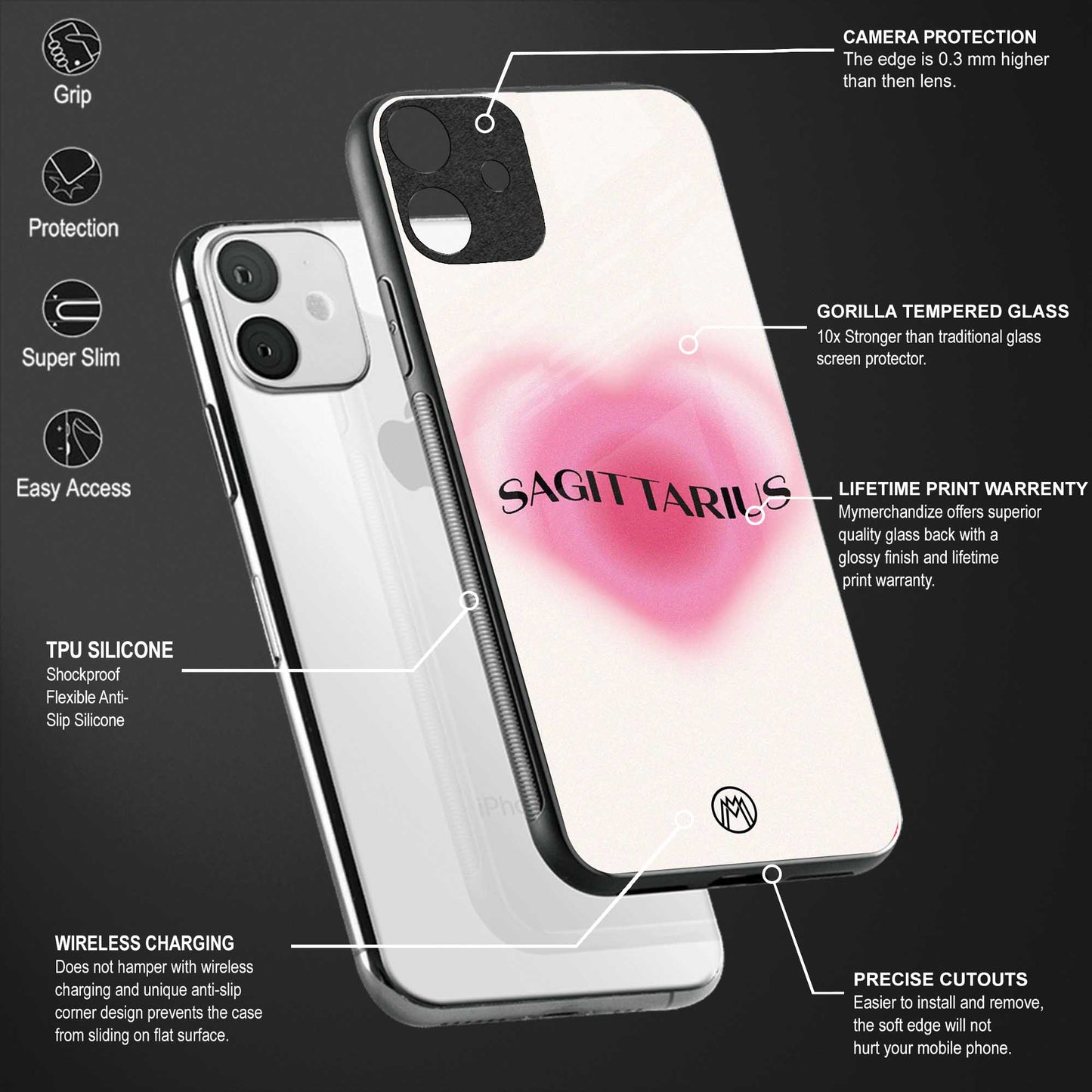 sagittarius minimalistic back phone cover | glass case for xiaomi 12 pro