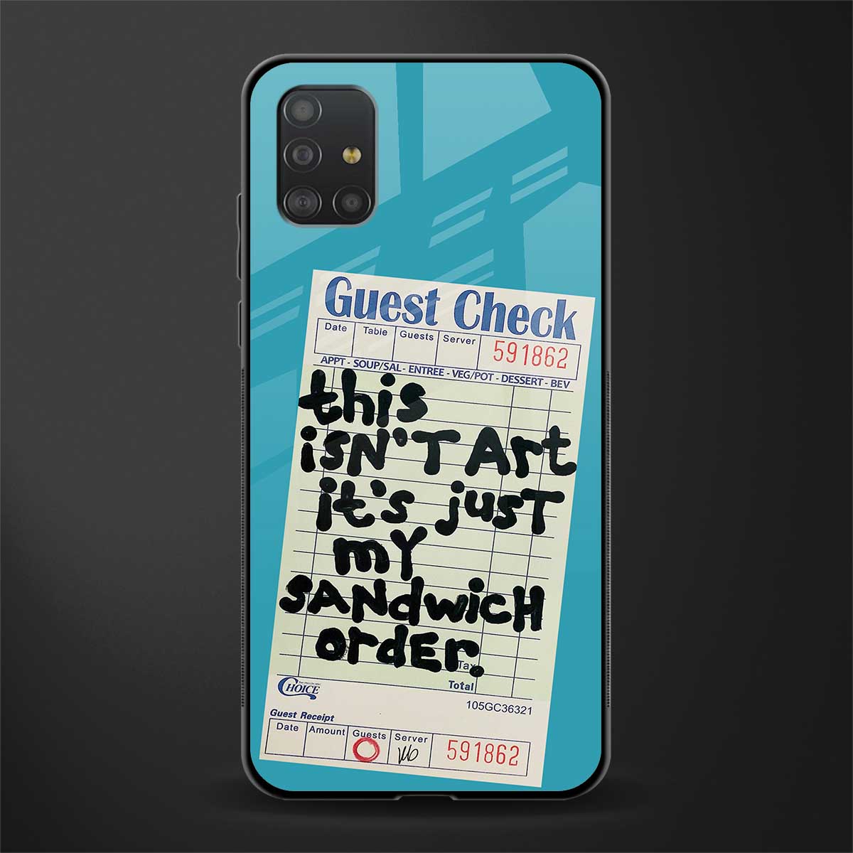 sandwich order glass case for samsung galaxy a51 image