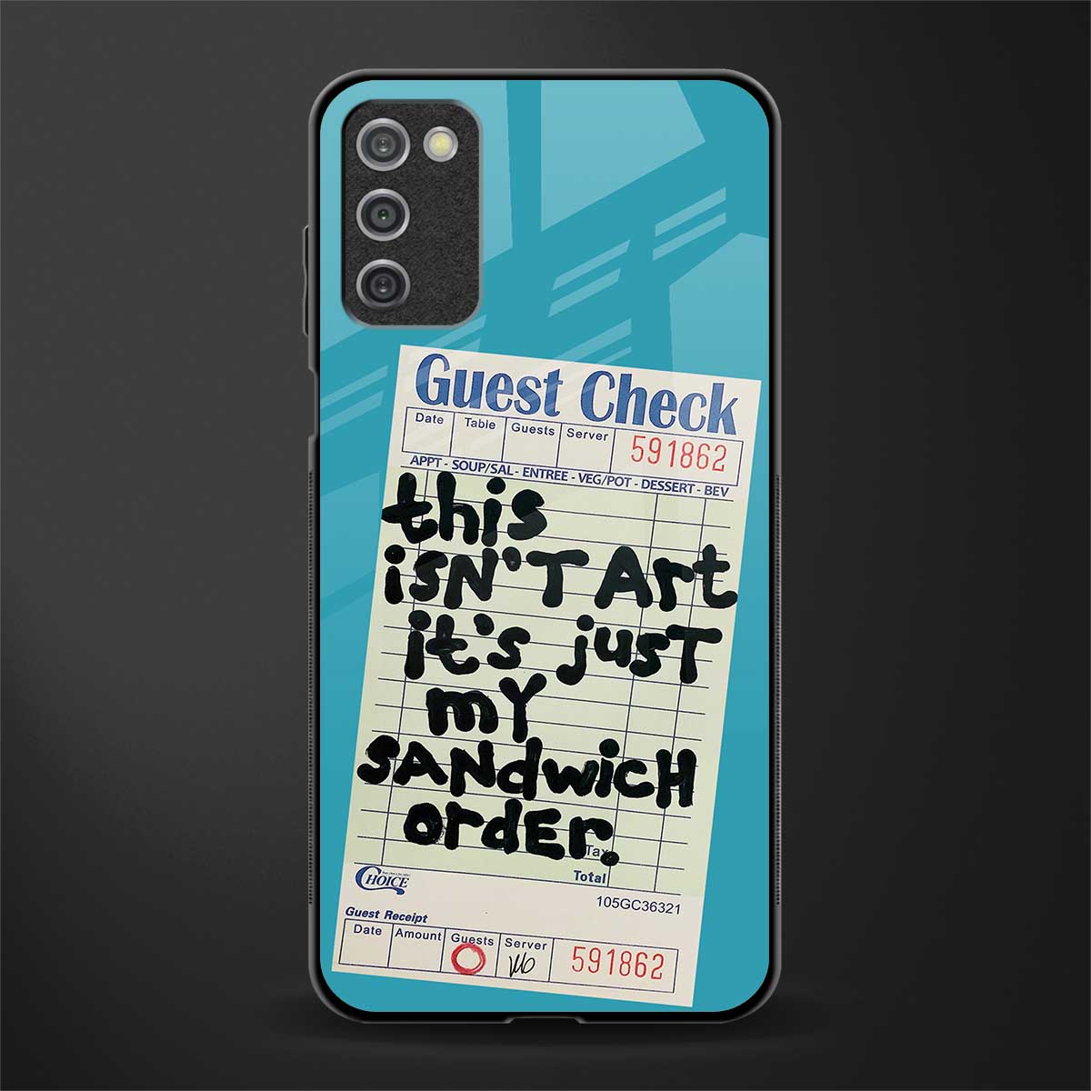 sandwich order glass case for samsung galaxy a03s image