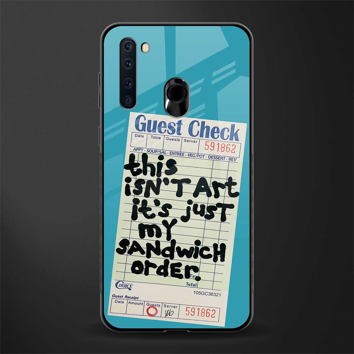 sandwich order glass case for samsung a21 image