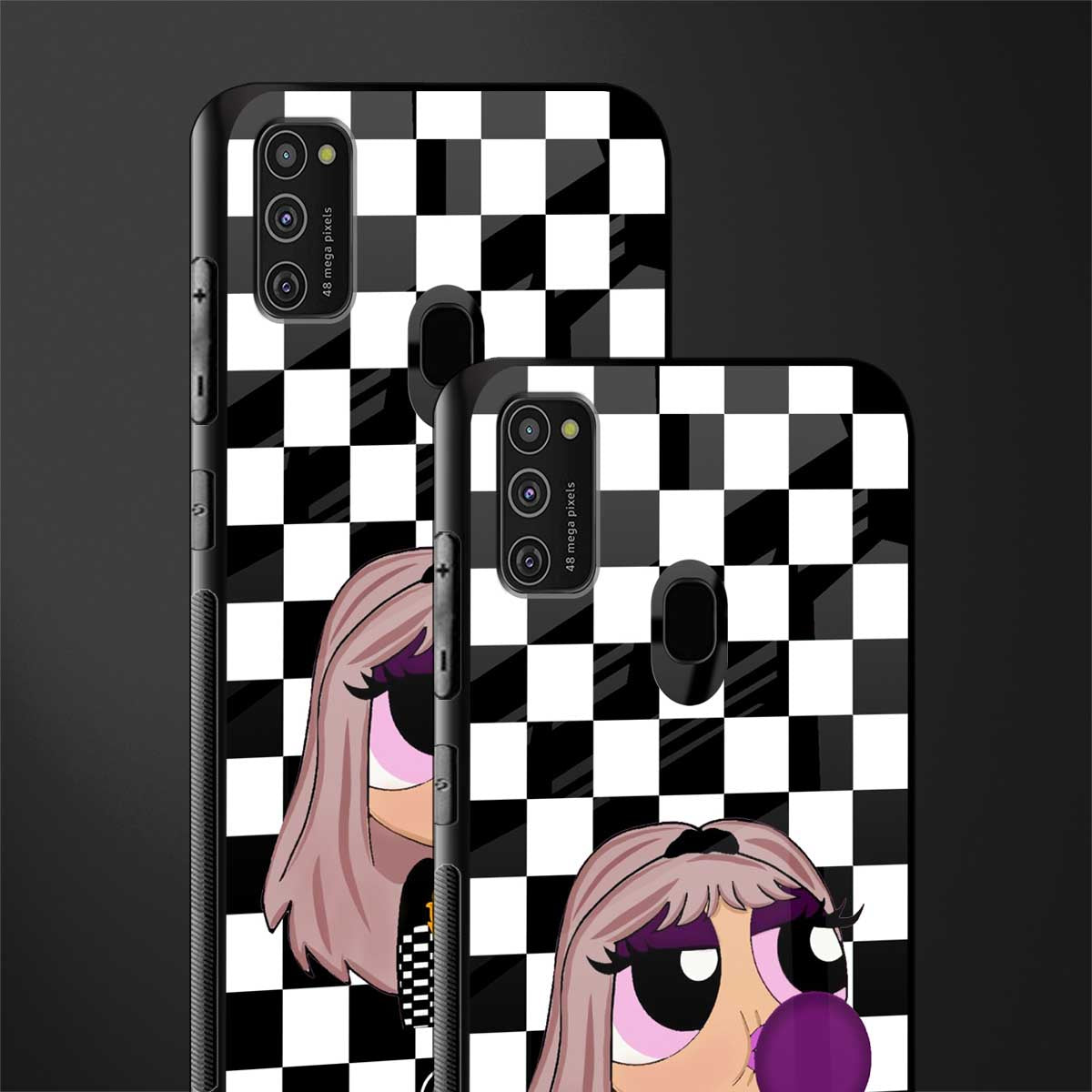 sassy chic powerpuff girls glass case for samsung galaxy m21 image-2
