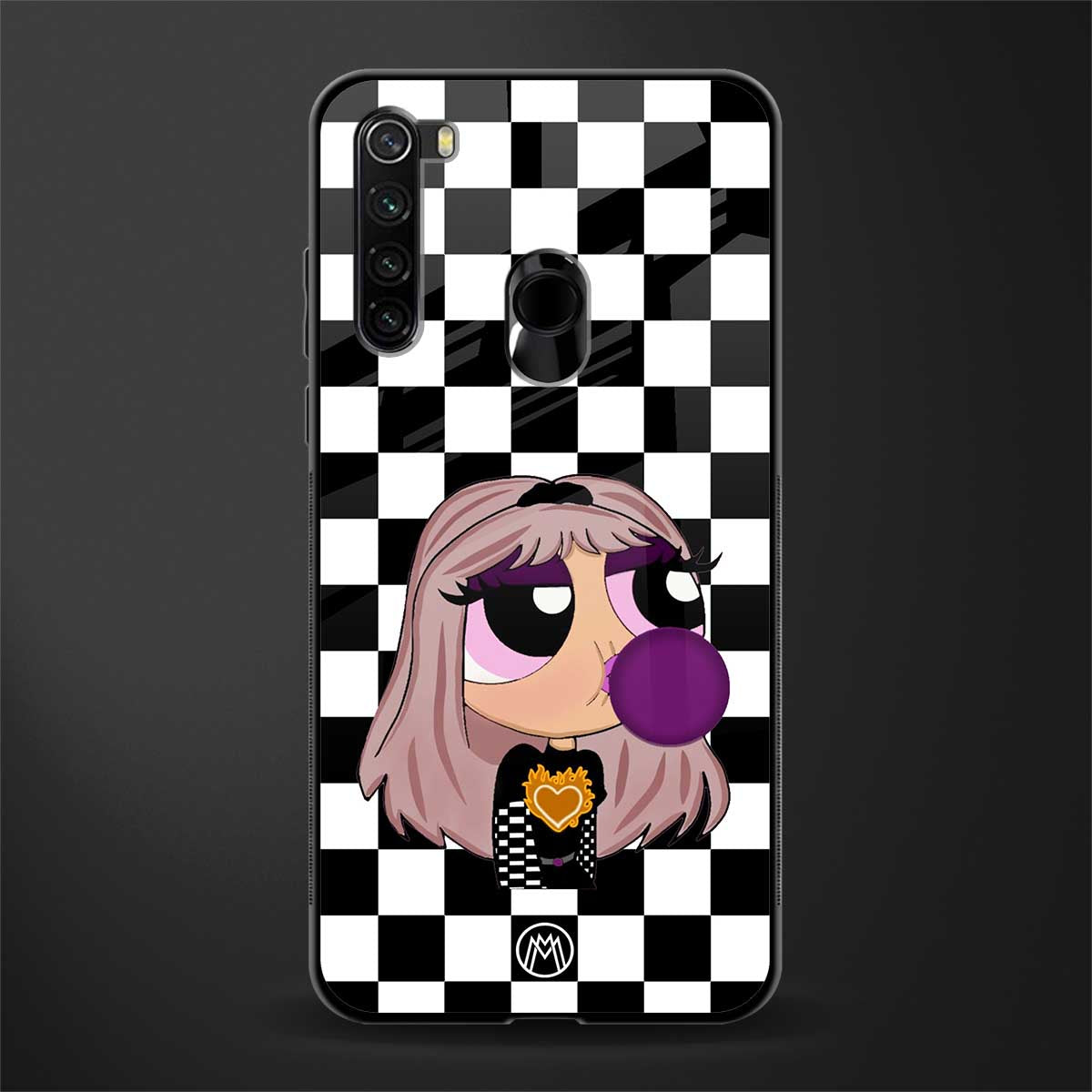sassy chic powerpuff girls glass case for redmi note 8 image