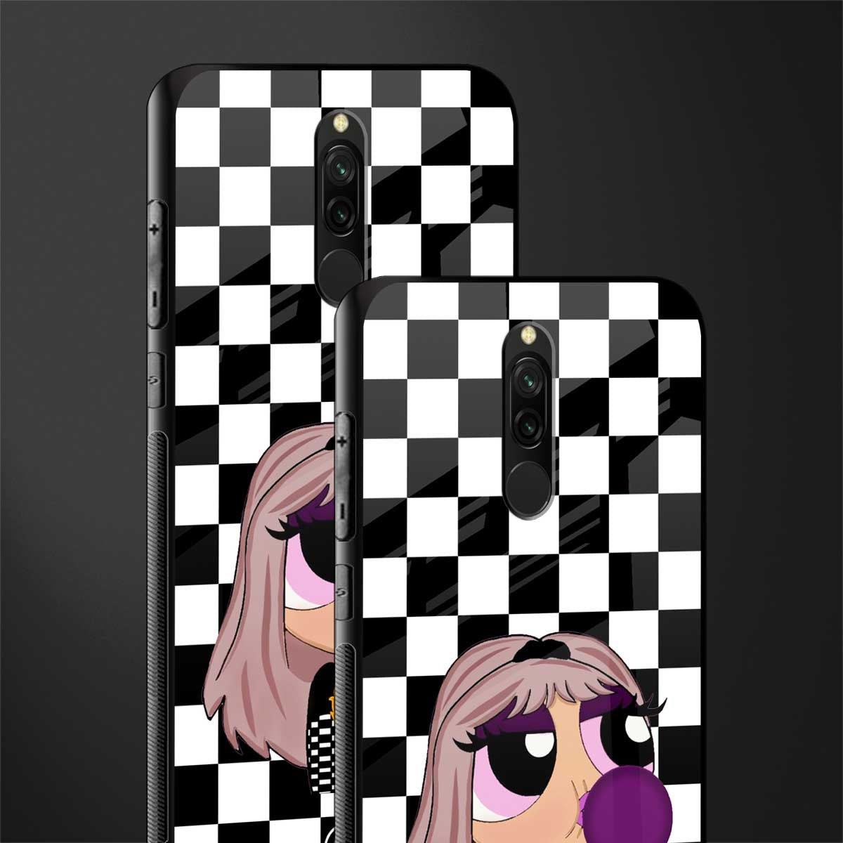sassy chic powerpuff girls glass case for redmi 8 image-2