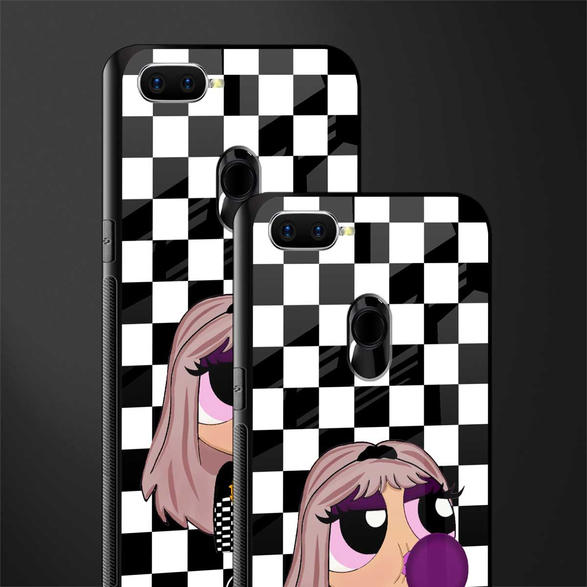 sassy chic powerpuff girls glass case for oppo a7 image-2