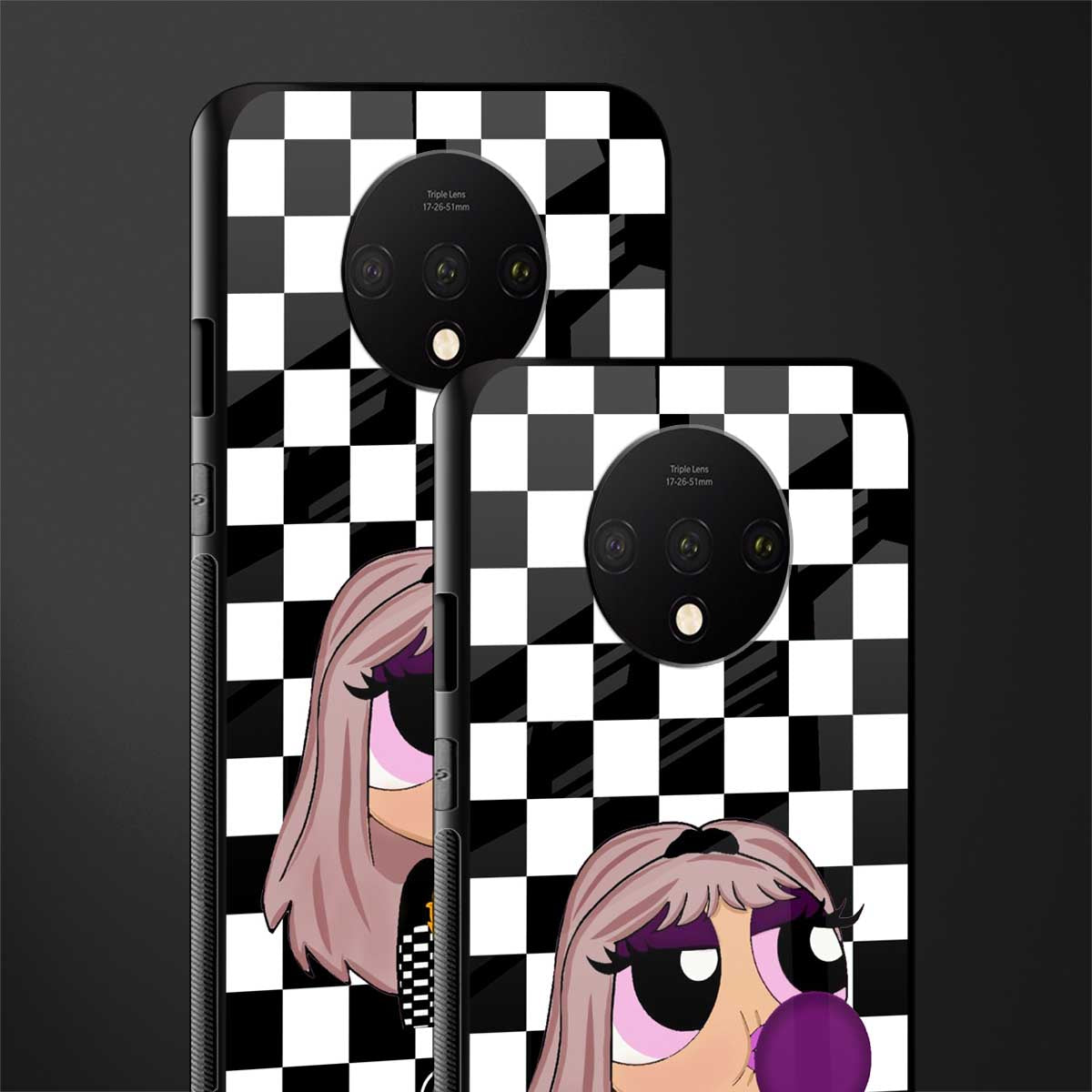 sassy chic powerpuff girls glass case for oneplus 7t image-2