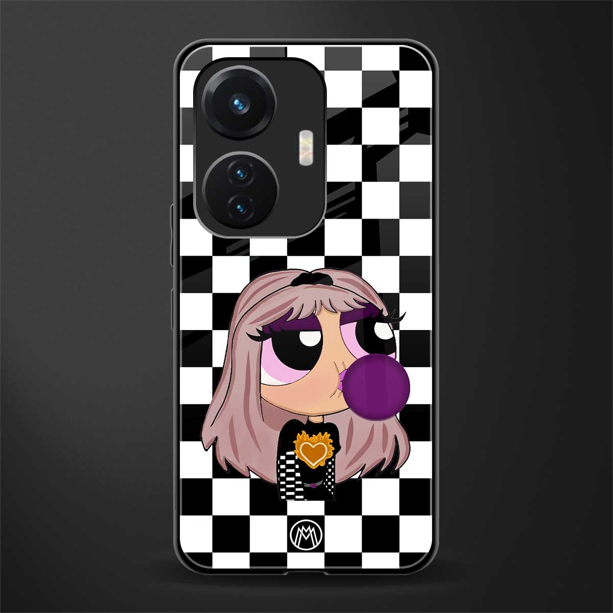 sassy chic powerpuff girls back phone cover | glass case for vivo t1 44w 4g