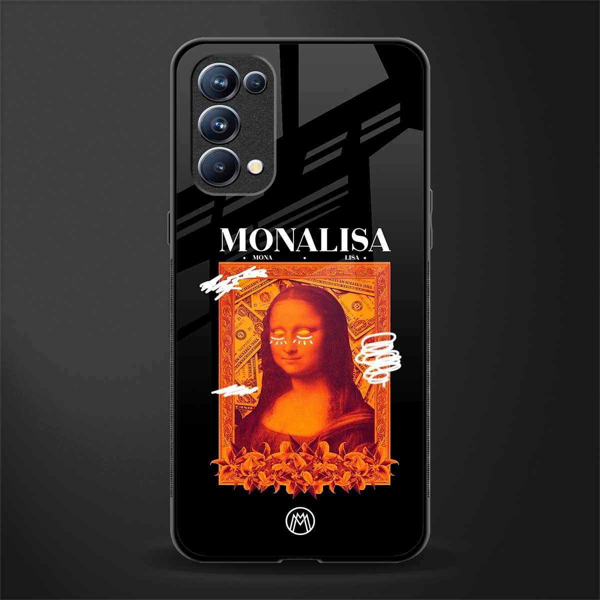 sassy mona lisa back phone cover | glass case for oppo reno 5