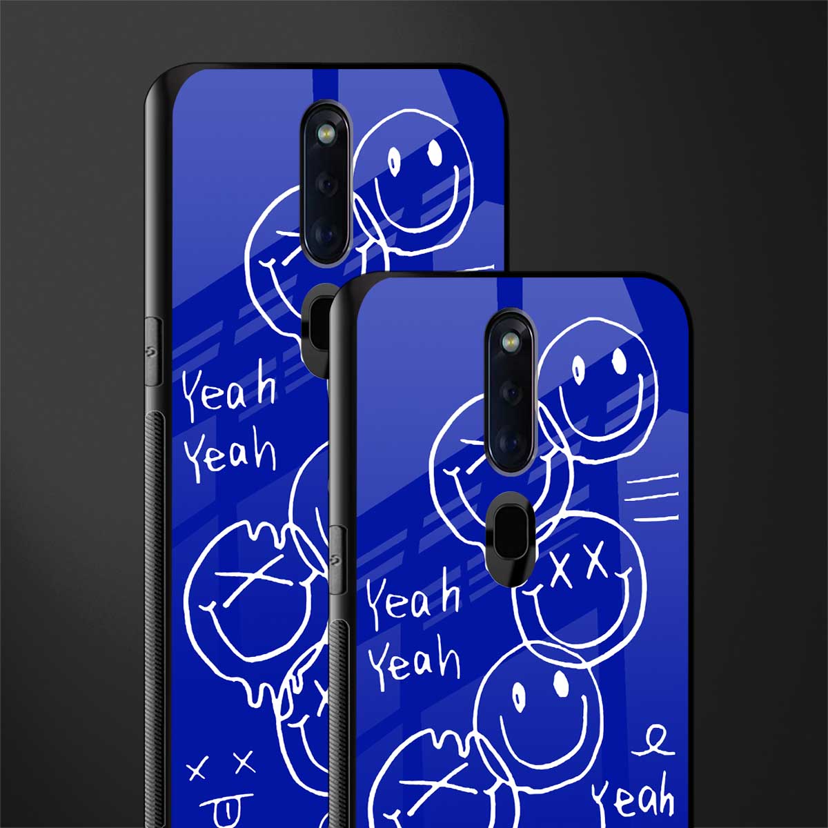 sassy smiley faces glass case for oppo f11 pro image-2