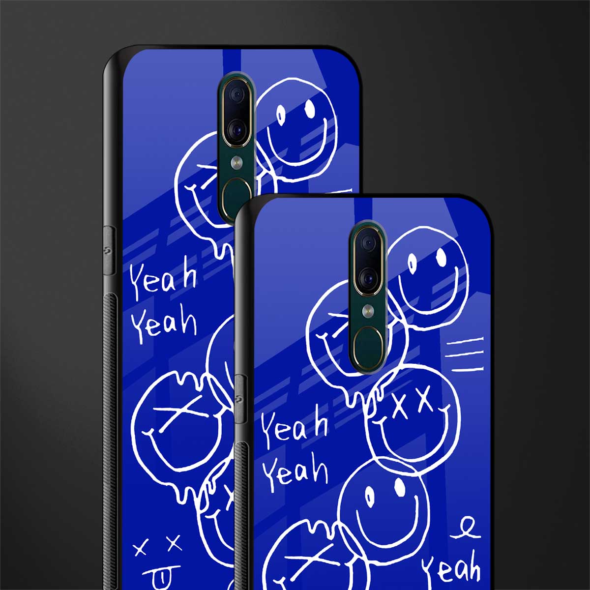 sassy smiley faces glass case for oppo a9 image-2