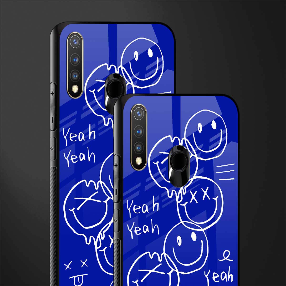 sassy smiley faces glass case for vivo y19 image-2