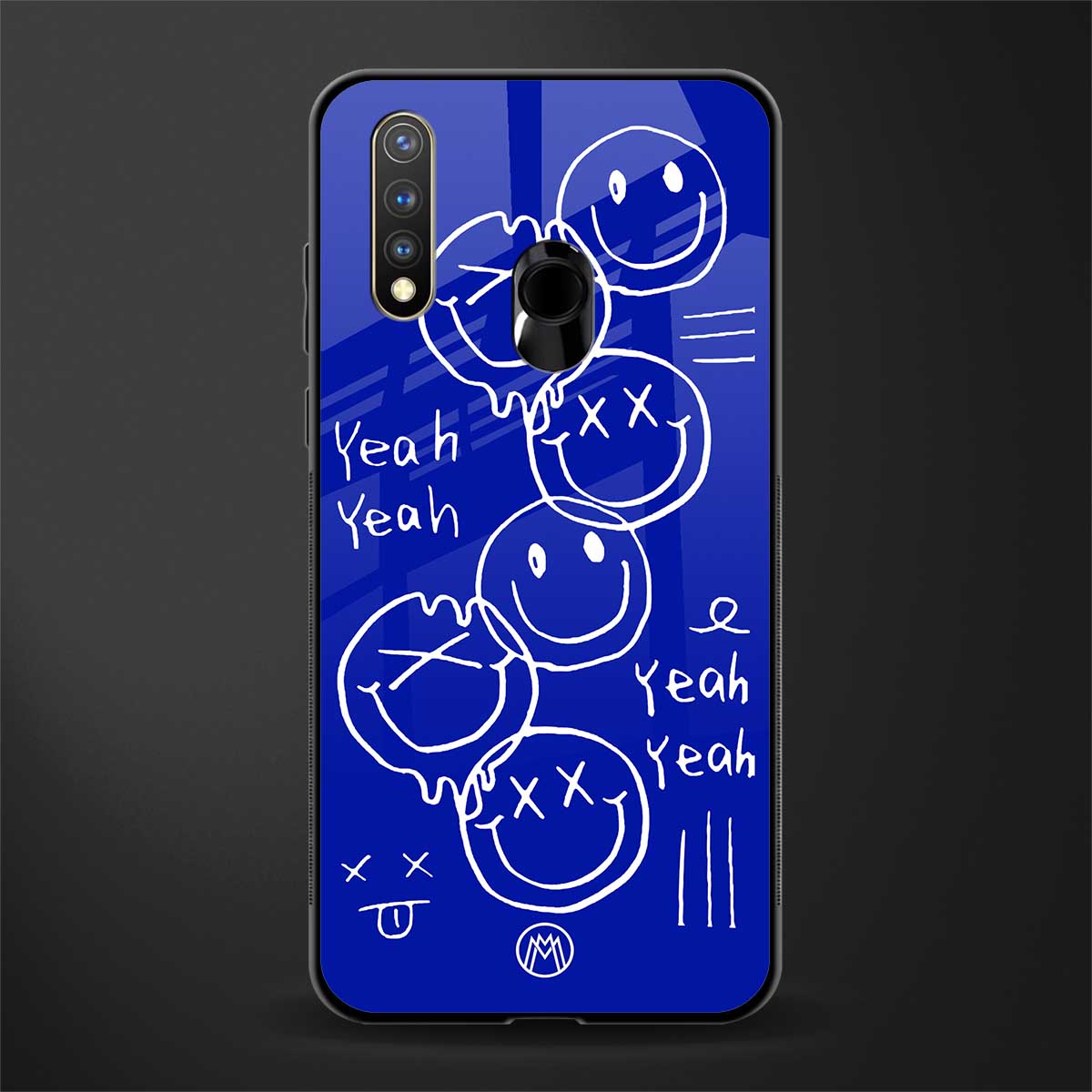 sassy smiley faces glass case for vivo y19 image