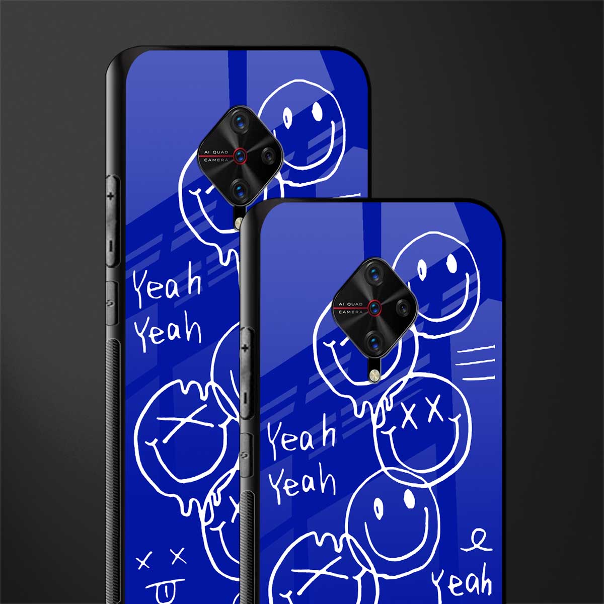 sassy smiley faces glass case for vivo s1 pro image-2