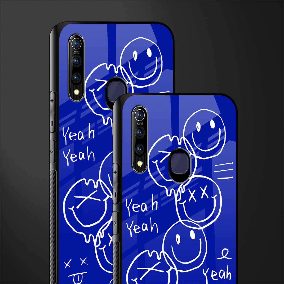 sassy smiley faces glass case for vivo z1 pro image-2
