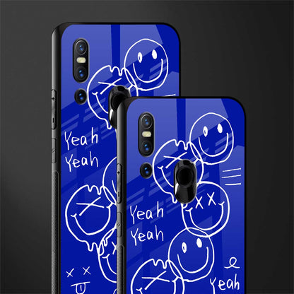 sassy smiley faces glass case for vivo v15 image-2