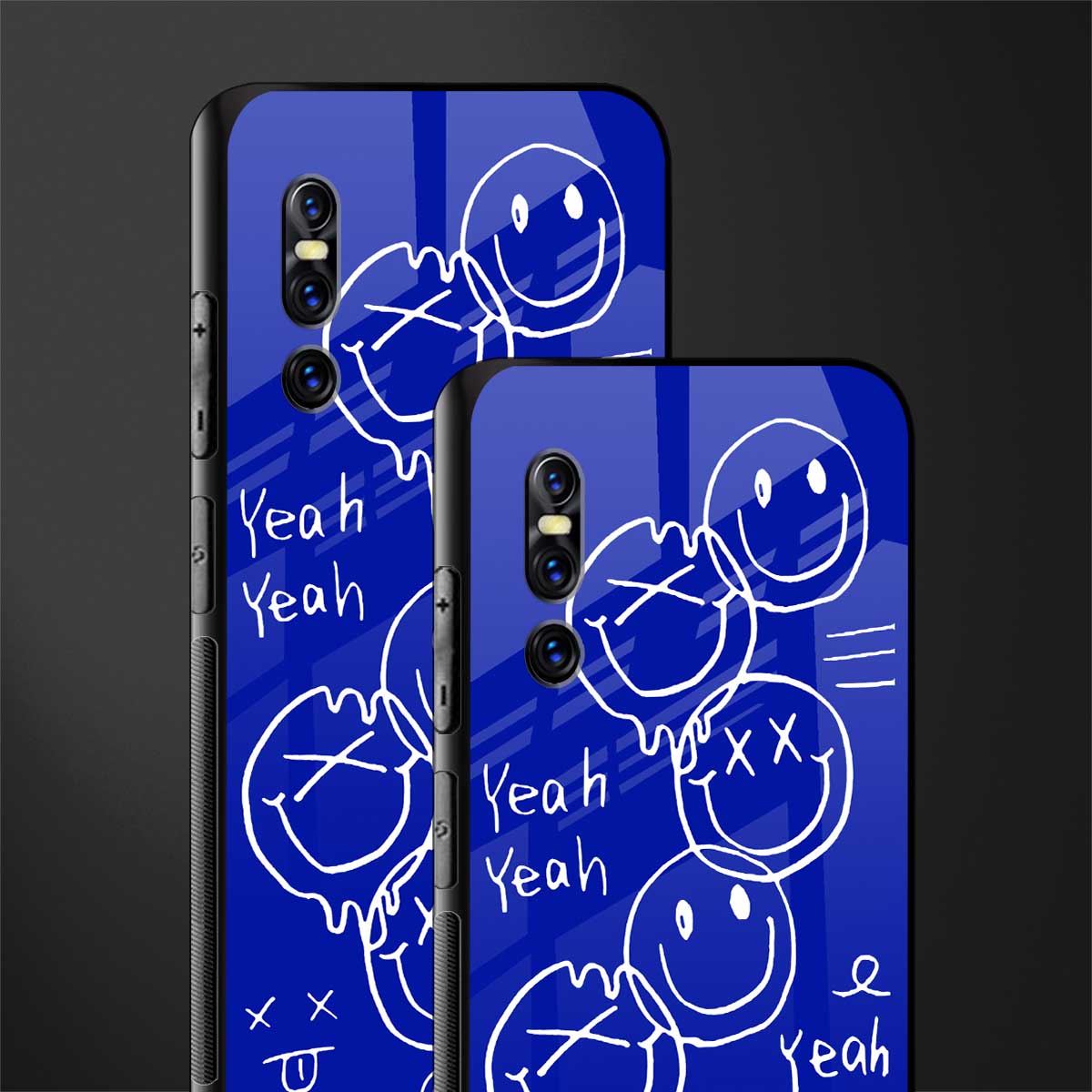 sassy smiley faces glass case for vivo v15 pro image-2