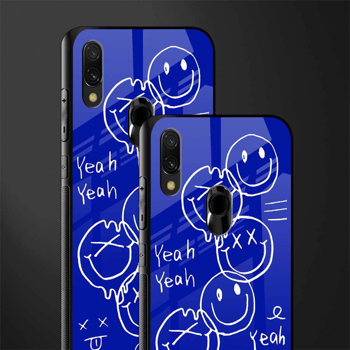 sassy smiley faces glass case for redmi y3 image-2