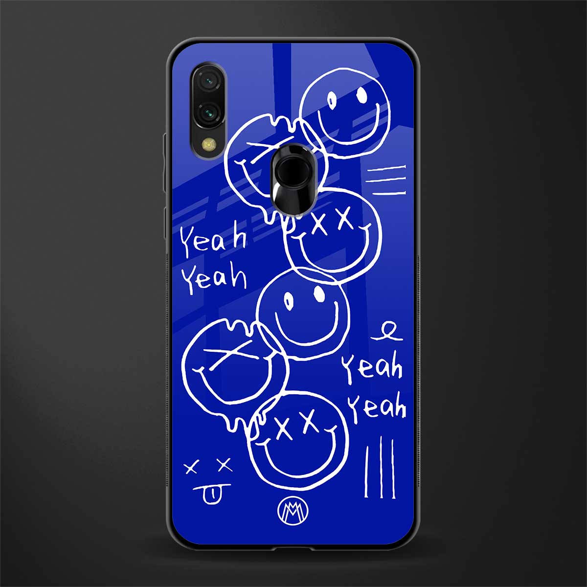 sassy smiley faces glass case for redmi y3 image