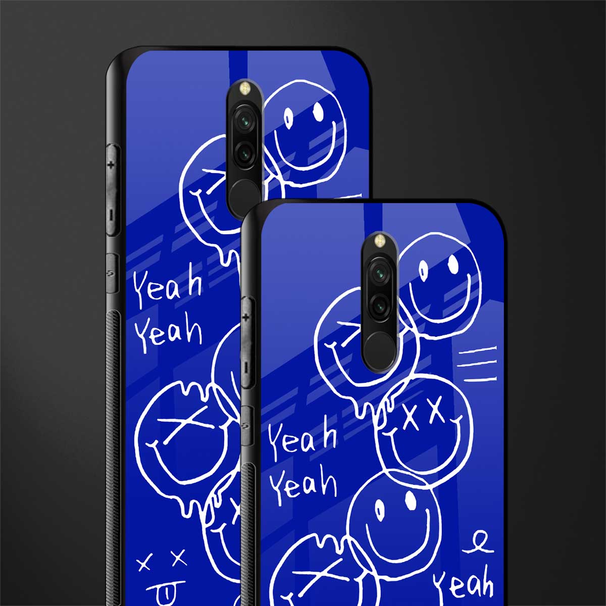 sassy smiley faces glass case for redmi 8 image-2