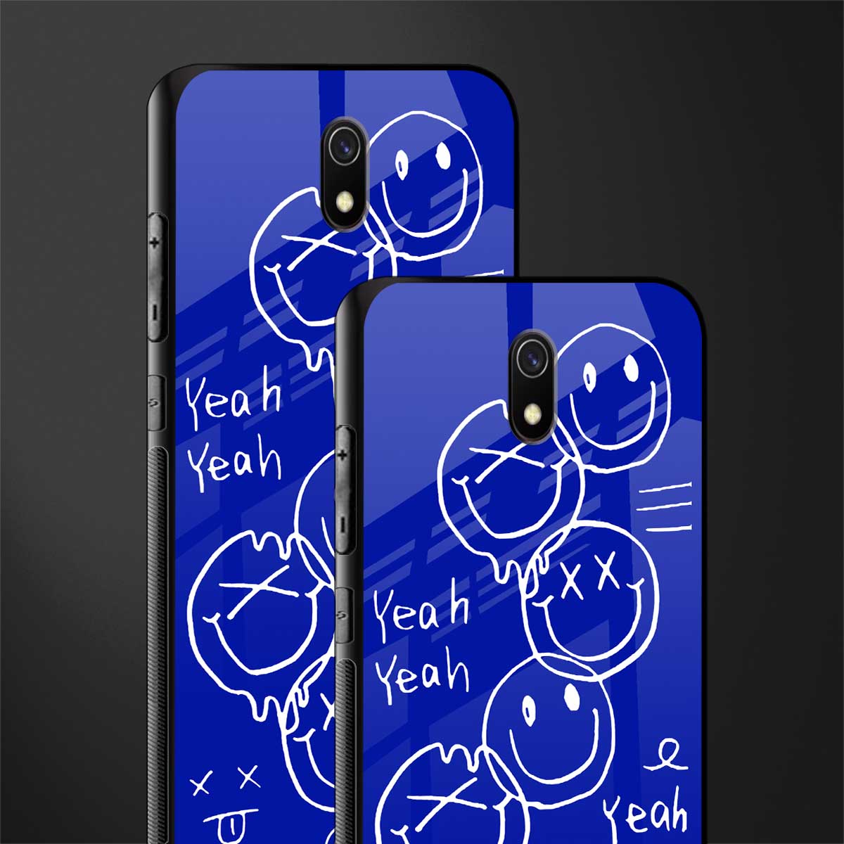 sassy smiley faces glass case for redmi 8a image-2