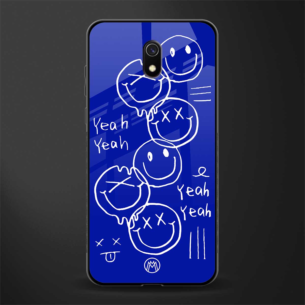 sassy smiley faces glass case for redmi 8a image