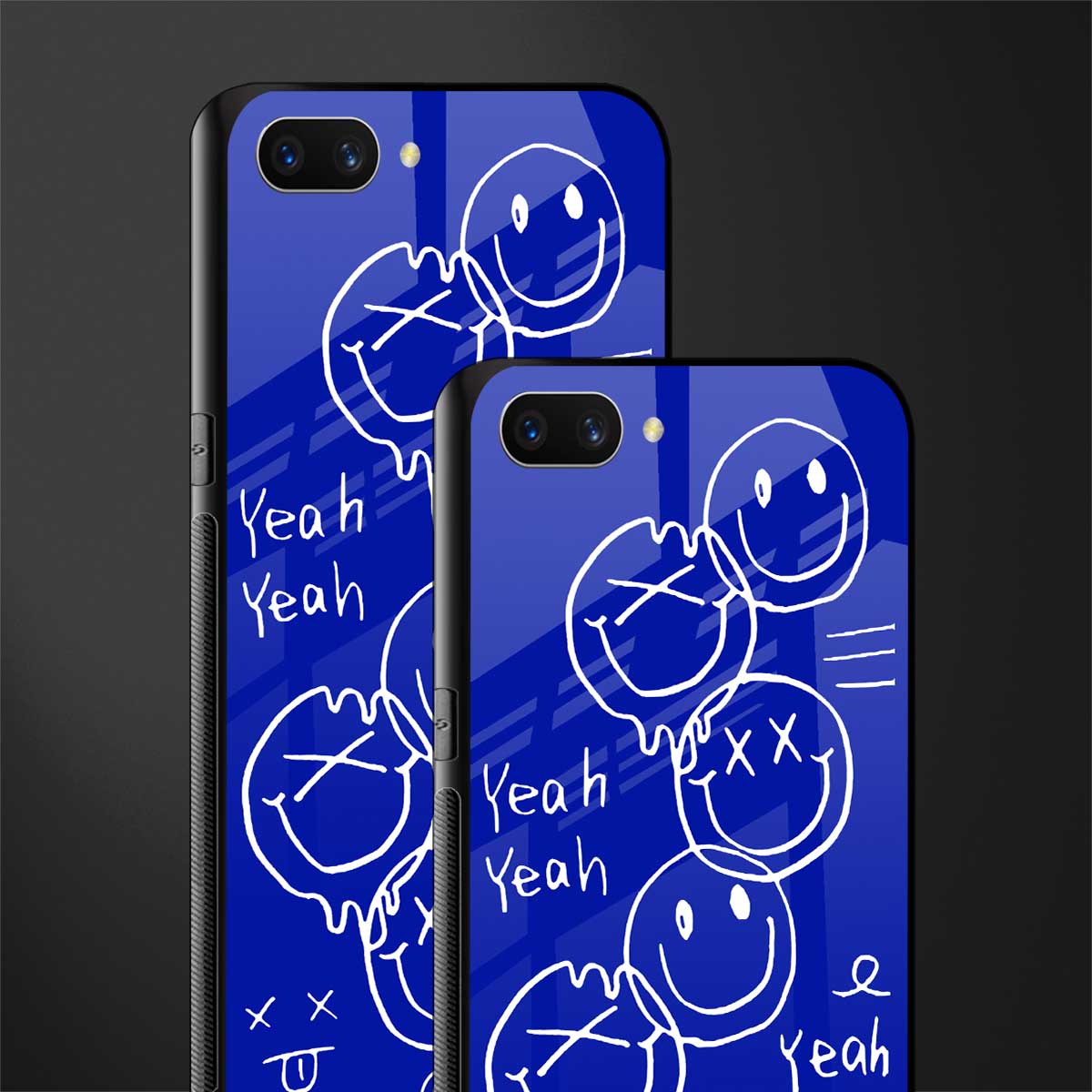 sassy smiley faces glass case for oppo a3s image-2