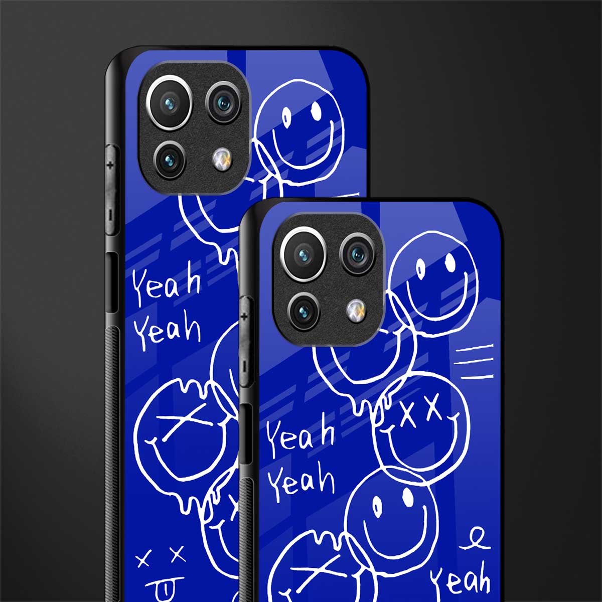 sassy smiley faces glass case for mi 11 lite image-2
