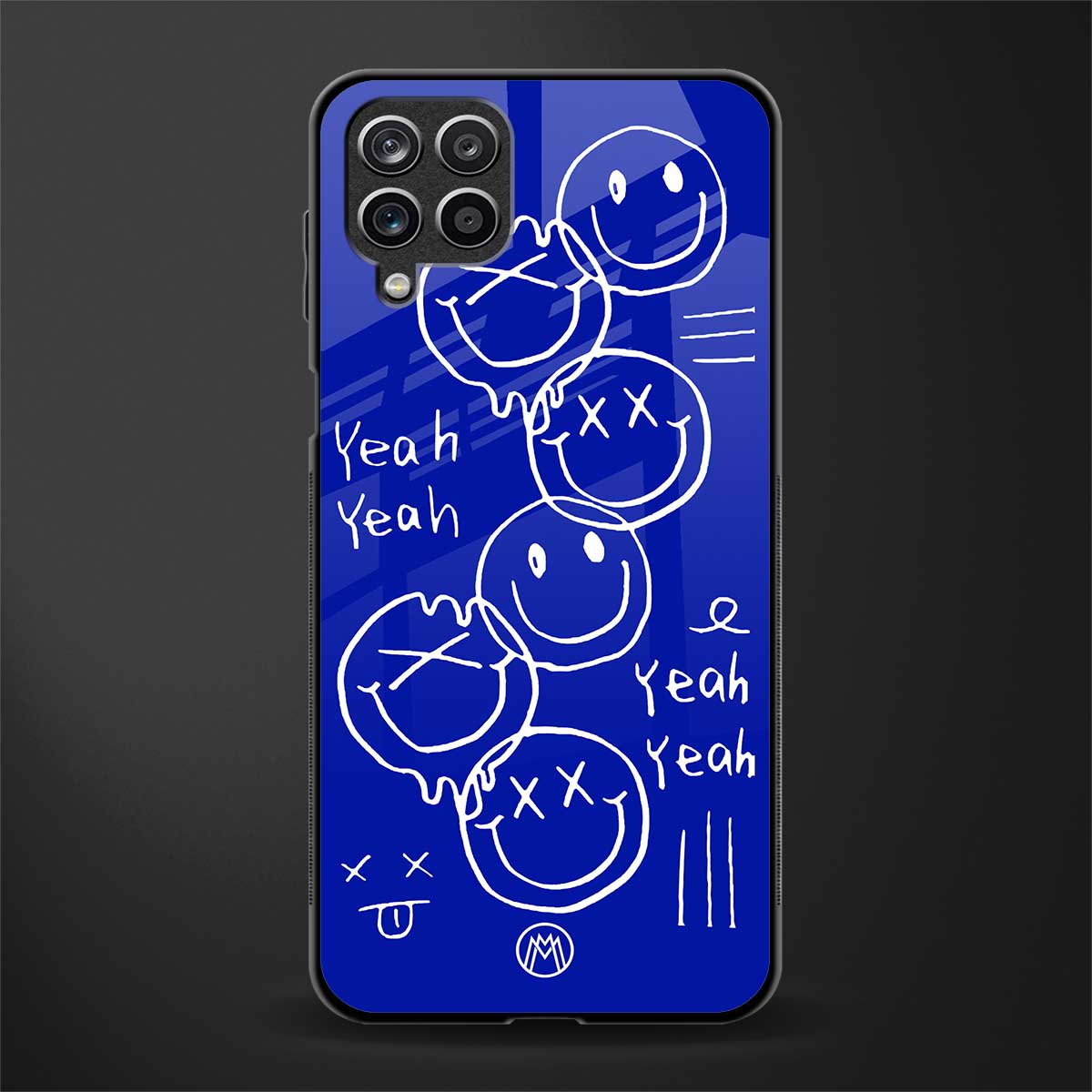 sassy smiley faces back phone cover | glass case for samsung galaxy a22 4g