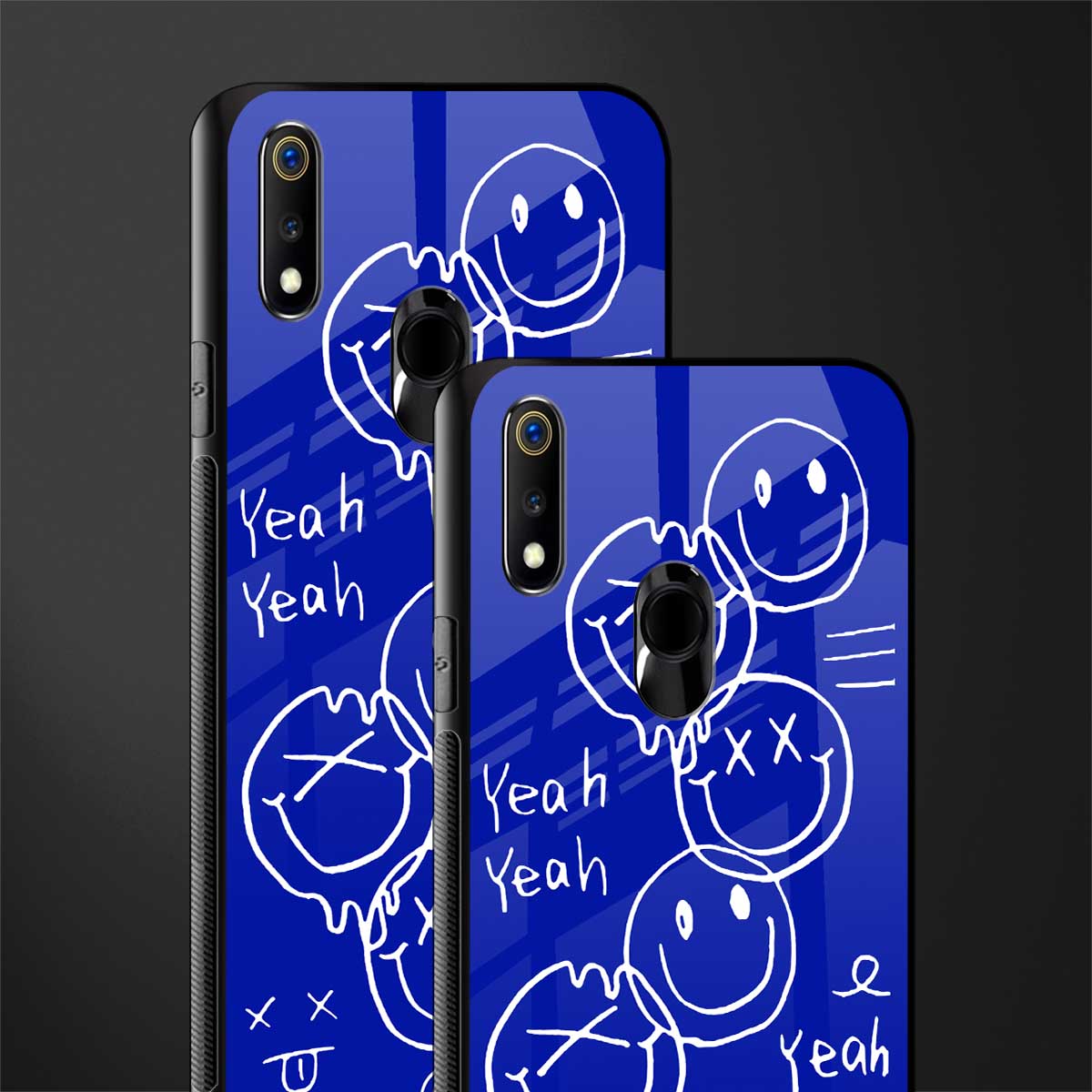 sassy smiley faces glass case for realme 3 pro image-2