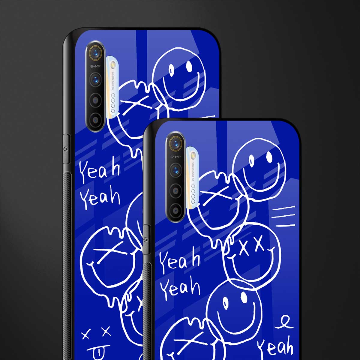 sassy smiley faces glass case for realme xt image-2