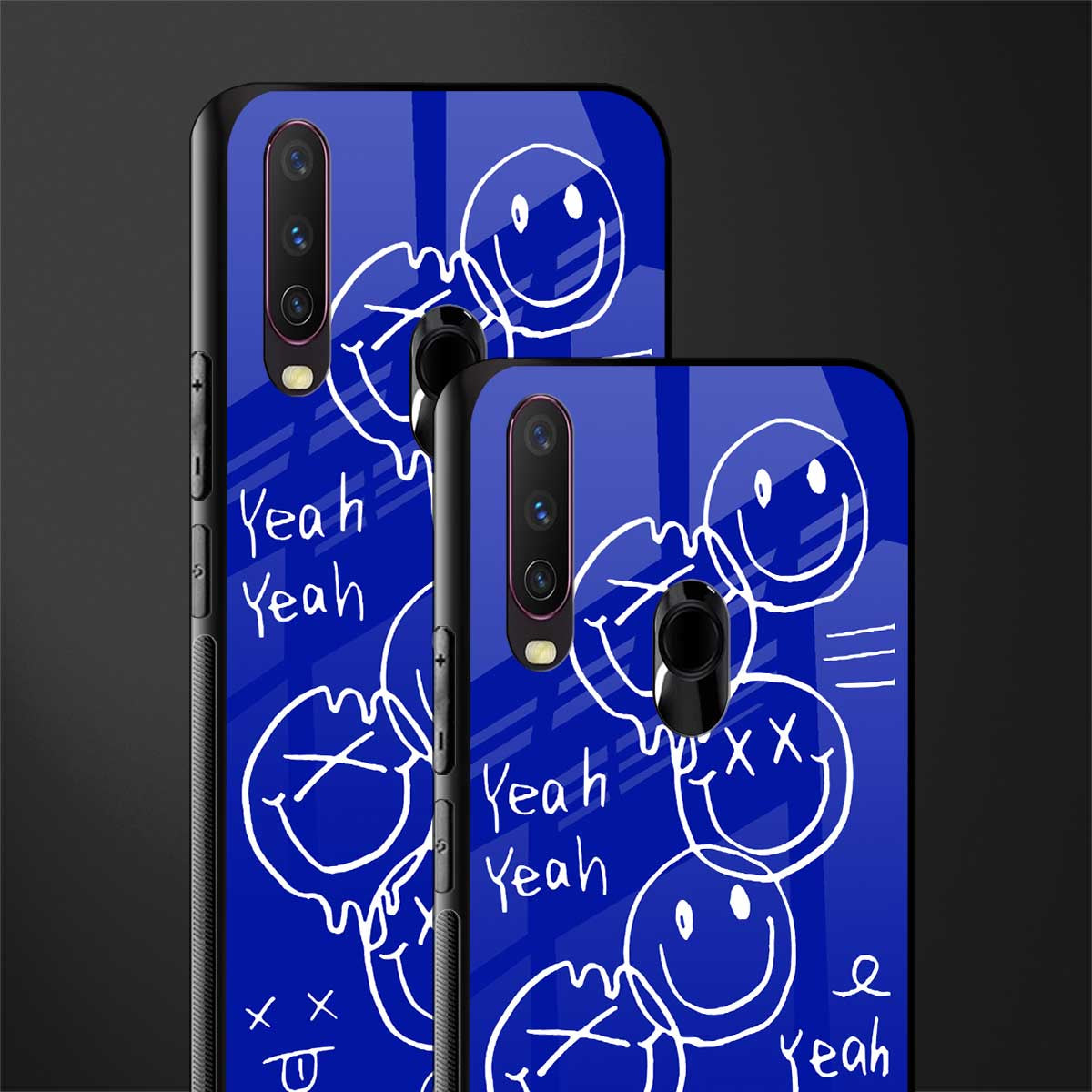 sassy smiley faces glass case for vivo y17 image-2