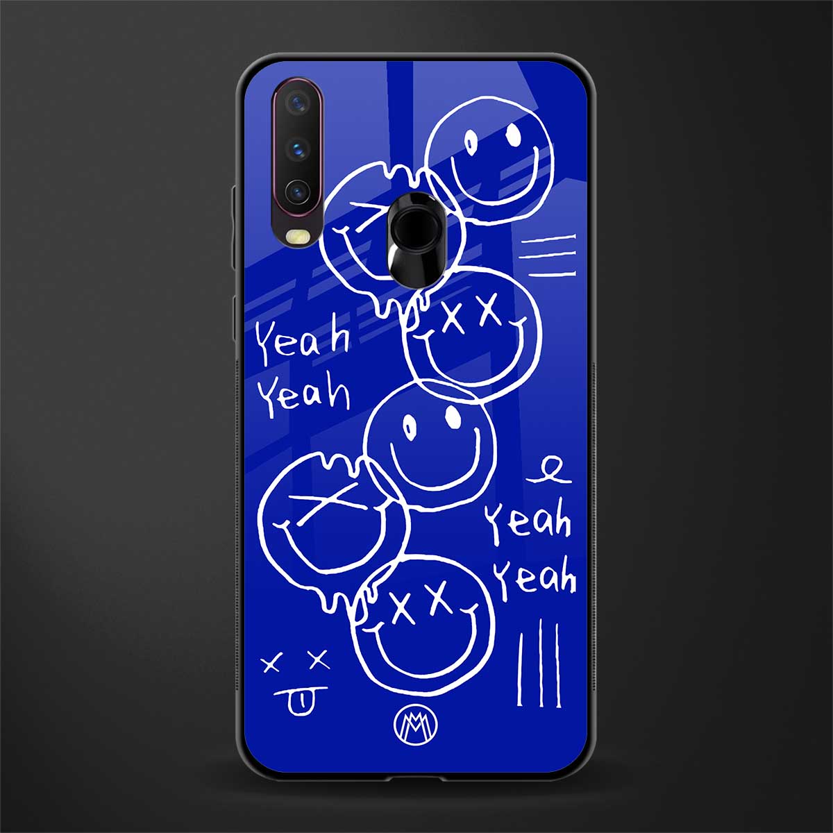 sassy smiley faces glass case for vivo y17 image