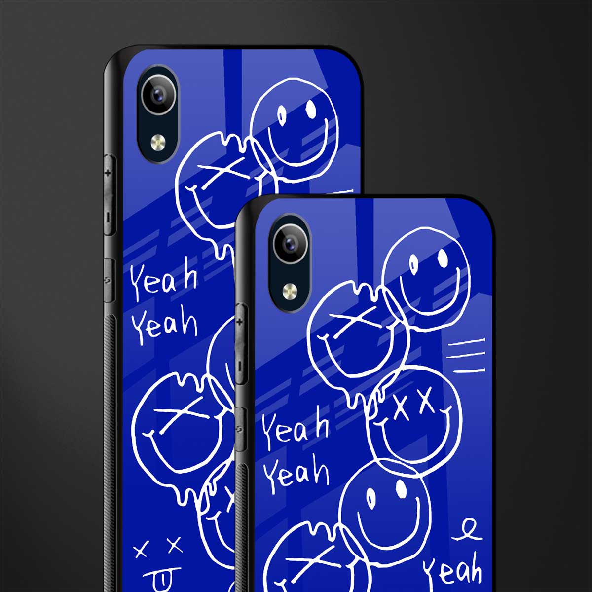 sassy smiley faces glass case for vivo y1s without fingerprint image-2