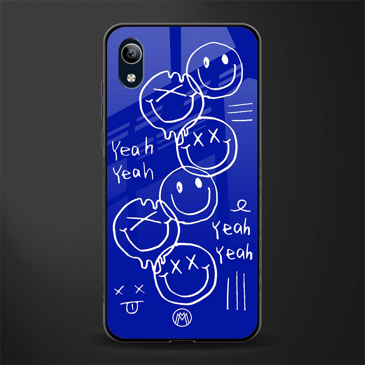 sassy smiley faces glass case for vivo y91i image