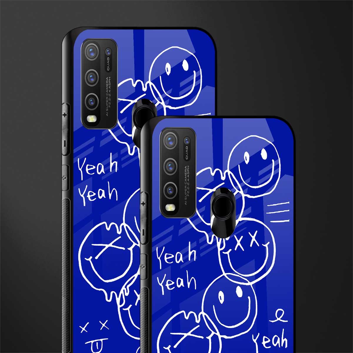 sassy smiley faces glass case for vivo y50 image-2