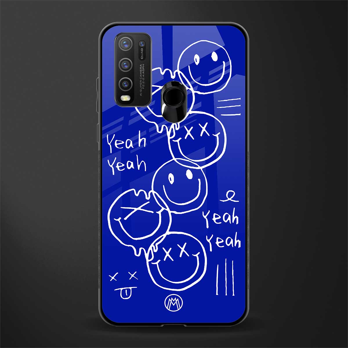 sassy smiley faces glass case for vivo y30 image
