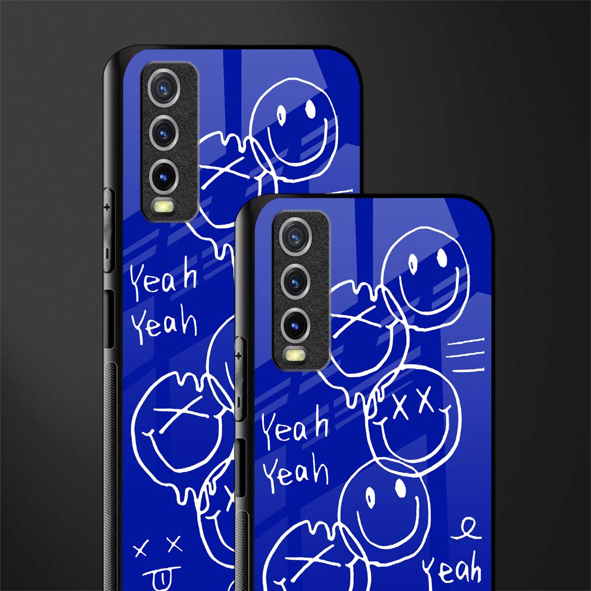 sassy smiley faces glass case for vivo y20 image-2